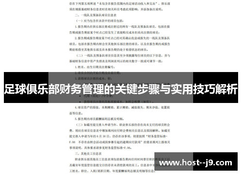 足球俱乐部财务管理的关键步骤与实用技巧解析 足球俱乐部财务管理的关键步骤与实用技巧解析